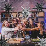 Star Balloons 60Pcs Black Balloon 12 Spike Foil Balloons Explosion Mylar Cone Balloon Magic Party Decorations Backdrops For Halloween Graduation Birthday Wedding Anniversary Retirement