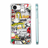 Case for iPhone 16e and iPhone 17e with Pop Culture Design,Aesthetic Cartoon Sticker Bomb Art Collage,Clear Slim Soft TPU Bumper Phone