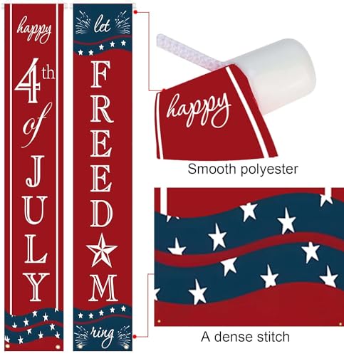 4th of July Decorations Independence Day Patriotic Decor Pre-assembled Hanging Banners Memorial Day Flag Labor Veterans Armed Forces Military Homecoming