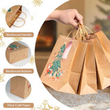 12Pcs Kraft Christmas Gift Bags With Handles, Small Xmas Treat Bags Reusable Gift Bags For Wrapping Gifts, Party Favors And Holiday Decor