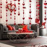 Valentines Hearts Garland No Diy 144 Red Heart Garland Pre-Strung Heart Streamer Banner Heart Banner For Valentine Anniversary Wedding Decorations
