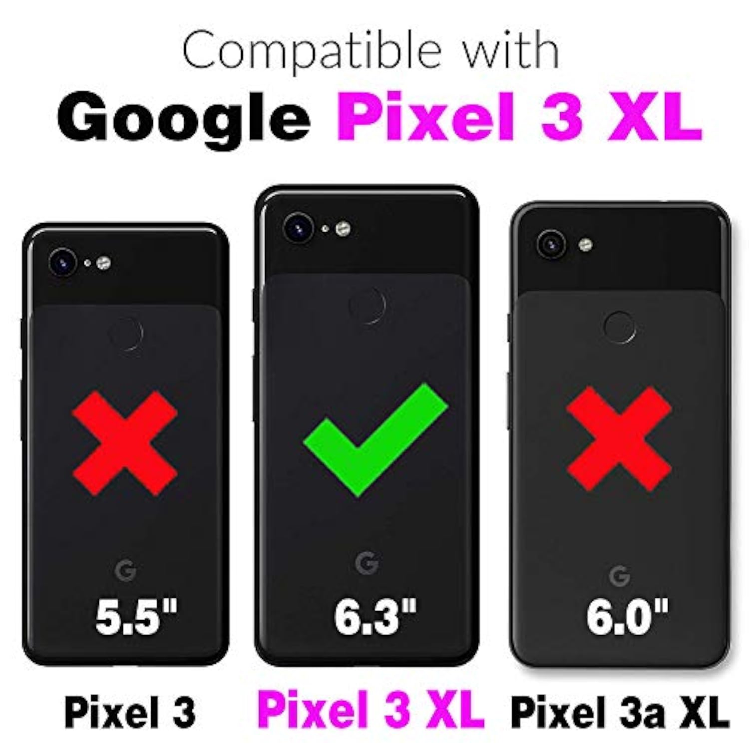 Google Pixel 3 XL Hard Cover Shockproof Soft Silicone Bumper Hybrid Three Layer Defender Heavy Duty Protective Wireless Charging Cell Phone Case for Women and Men Black