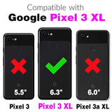 Google Pixel 3 XL Hard Cover Shockproof Soft Silicone Bumper Hybrid Three Layer Defender Heavy Duty Protective Wireless Charging Cell Phone Case for Women and Men Black