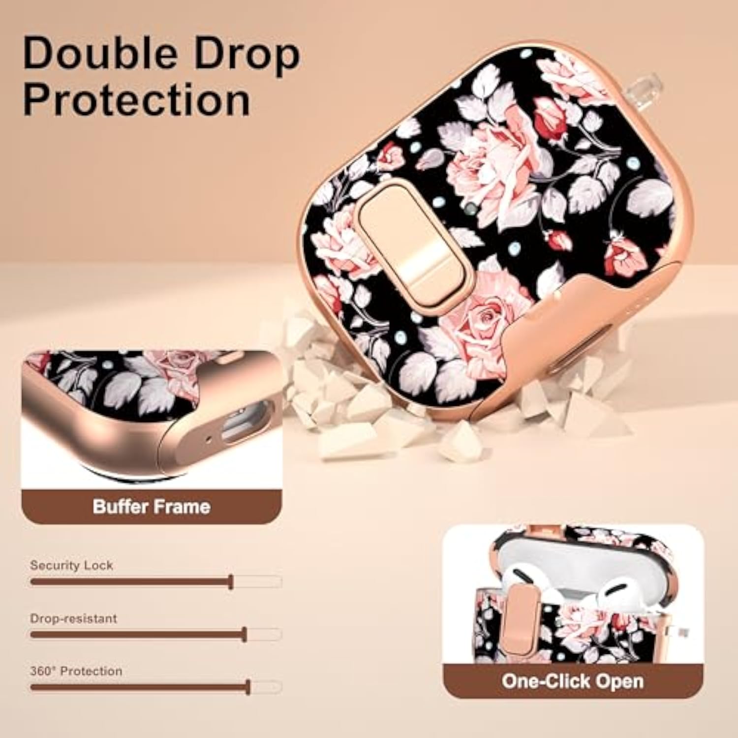 Apple AirPods Pro 3 Case with Safety Lock and Foldable Phone Stand, Compatible with 2025 Models