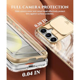 Designed For Samsung Galaxy S24 Plus Case With Slide Camera Cover+Screen Protector,[10Ft Drop Protection] Marble Full Body Shockproof Protective Phone Cover For S24+ Plus 6.7", Topaz/Gold