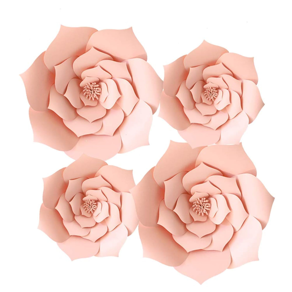 Daily Mall Paper Flower Decorations Giant Wedding Flowers Party Flower Backdrop Diy Handcrafted Flower For Nursey Birthday Wall Decor (Light Pink, 4Pcs-2X8''+2X12'')