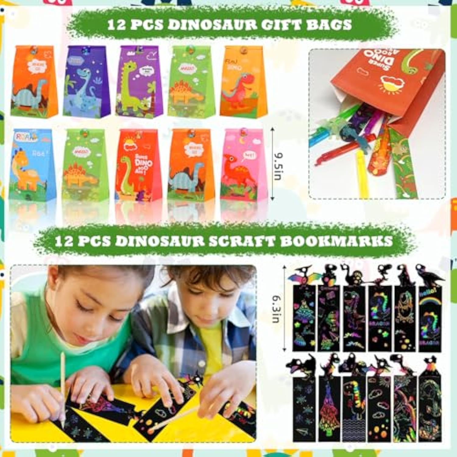 168Pcs Dinosaur Birthday Party Favors, Dino Party Favors Include Masks Bubble Stamps Hatching Eggs Bags Craft Bookmarks Diy Stickers Slap Bracelets For Dinosaur Birthday Party Decorations Supplies