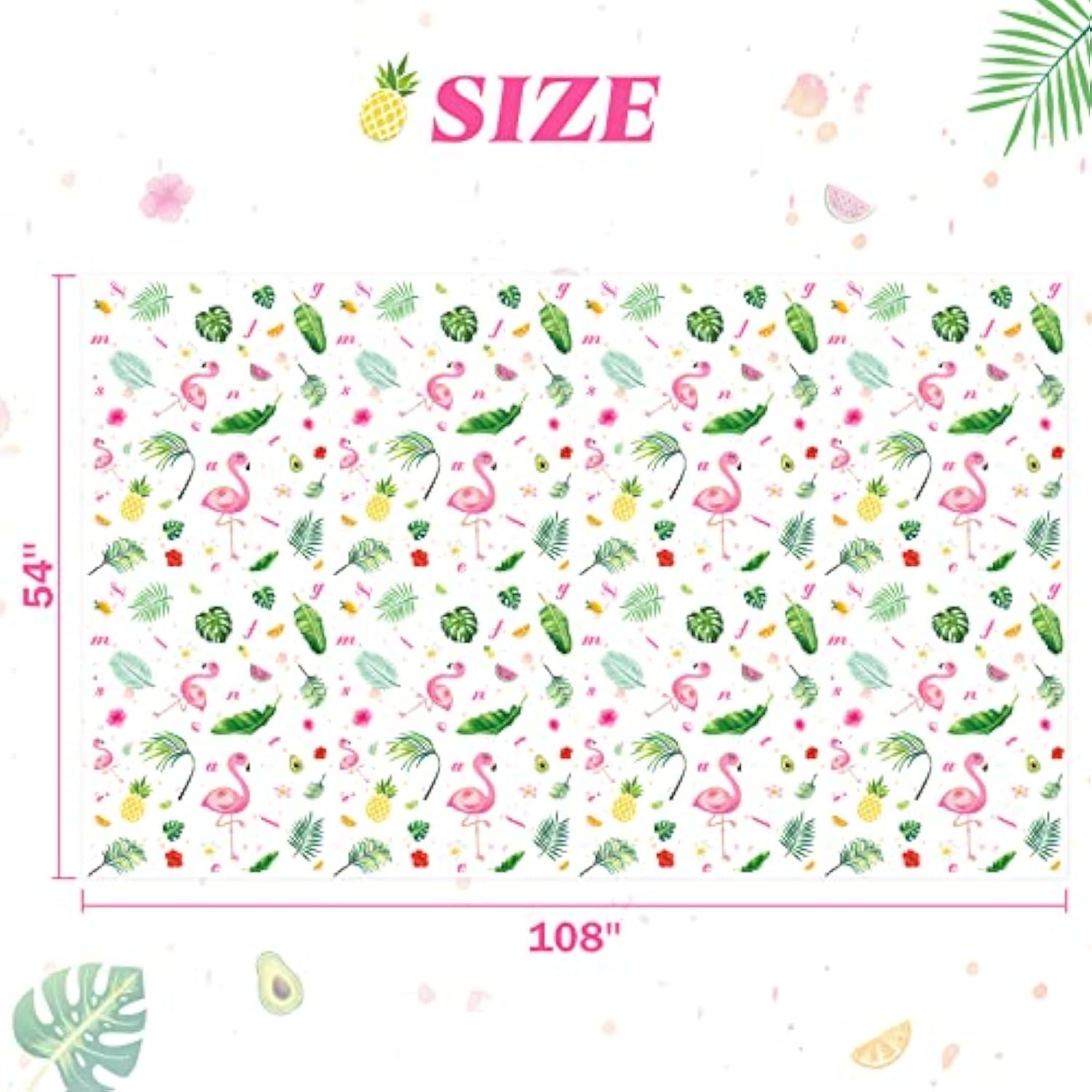 Flamingo Tablecloth - 2 Pcs 108''X 54'' Summer Hawaiian Table Cloths Flamingo Birthday Decorations Tropical Luau Table Cover For Kids Girls Picnic Beach Party