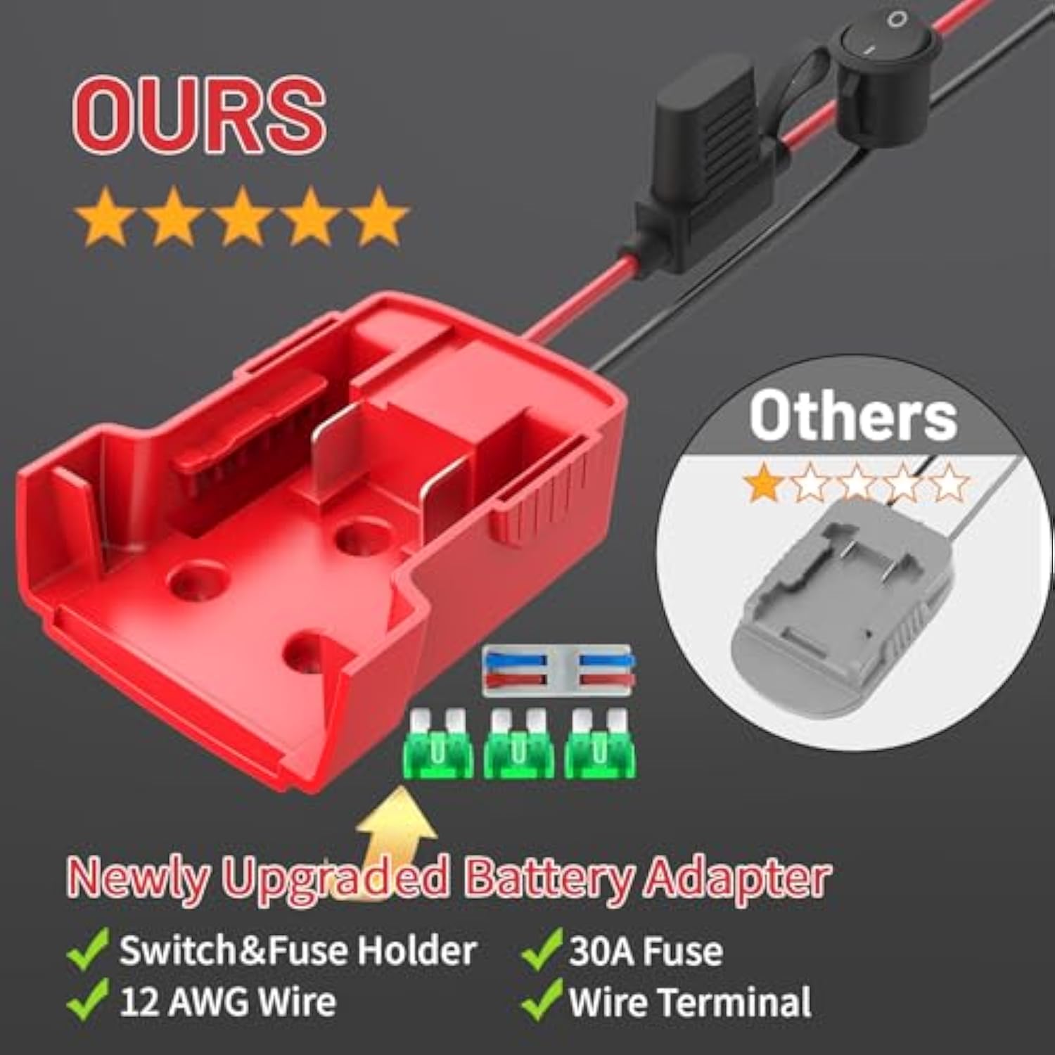 3 Pack For Power Wheel Adapter Compatible With Milwaukee 18V Battery, Converter Kit With Fuse Holder, Switch, Terminals, 12Awg Wire For Diy Rc Car Toys