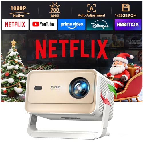 Compatible With Netflix & Auto Focus Gimbal N6 Pro 700 Ansi Native 1080P Smart Projector With Wifi 6 And Bluetooth, 4D Auto Keystone & Voice Controll Portable 4K Support Fhd Home Projector