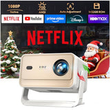 Compatible With Netflix & Auto Focus Gimbal N6 Pro 700 Ansi Native 1080P Smart Projector With Wifi 6 And Bluetooth, 4D Auto Keystone & Voice Controll Portable 4K Support Fhd Home Projector