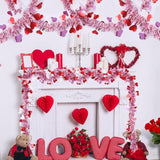 33 Ft Valentines Heart Tinsel Garland Decorations, Valentines Day Red Pink White Metallic Garland Valentine'S Day Decorations For Home Indoor Outdoor Wedding Hanging Valentines Day Decor