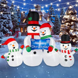 8Ft Long Christmas Inflatables Outdoor Decorations, Blow Up Snowman Family Inflatable Christmas Decor With Built-In Leds