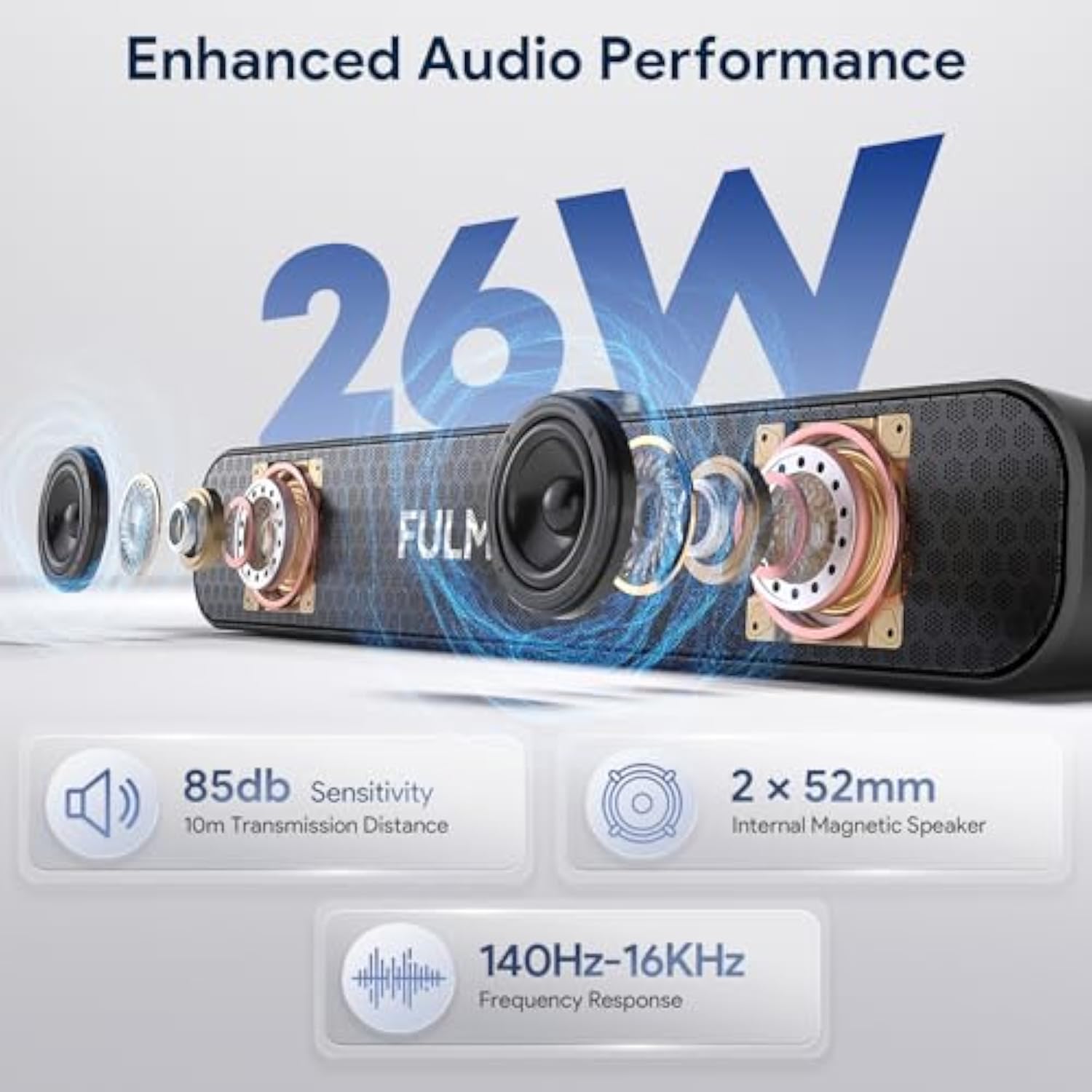 Bluetooth Speaker With 26W Hd Sound, Portable Speaker Up To 30H Playtime, Aux&Tf-Card&Usb Input, Led Lights, Speakers Bluetooth 5.3 Wireless For Home/Party/Outdoor, (Black)