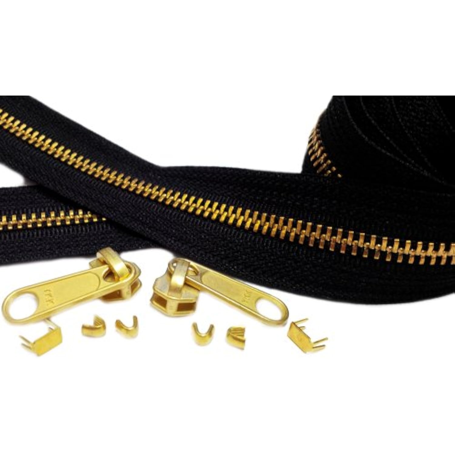 10 Yards Brass Chain Zipper Replacement Black - #5 With 10 Fancy Long