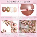 Rose Gold Balloon Garland Kit, Nude Pastel Pink Metallic Gold Matte White Balloons Gold And Rose Gold Confetti Balloons For Wedding Bridal Shower Princess Party Girl Birthday Baby Shower Decorations
