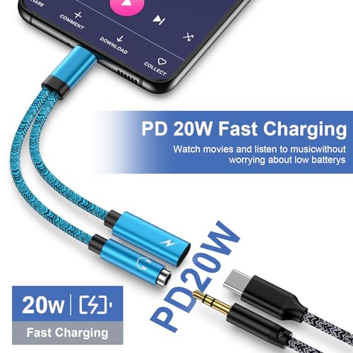 Galaxy S25 Ultra USB C to 3.5mm Audio Adapter USB C Headphone Jack Adapter Fast Charging for  Galaxy S25 FE S25 Plus A16 5G A17 A36