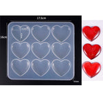 Heart Shape Epoxy Mold 9Pcs 5.2 X 4.2Cm Diy Resin Casting Jewelry Love Heart Keychain Pendant Making Silicone Mold