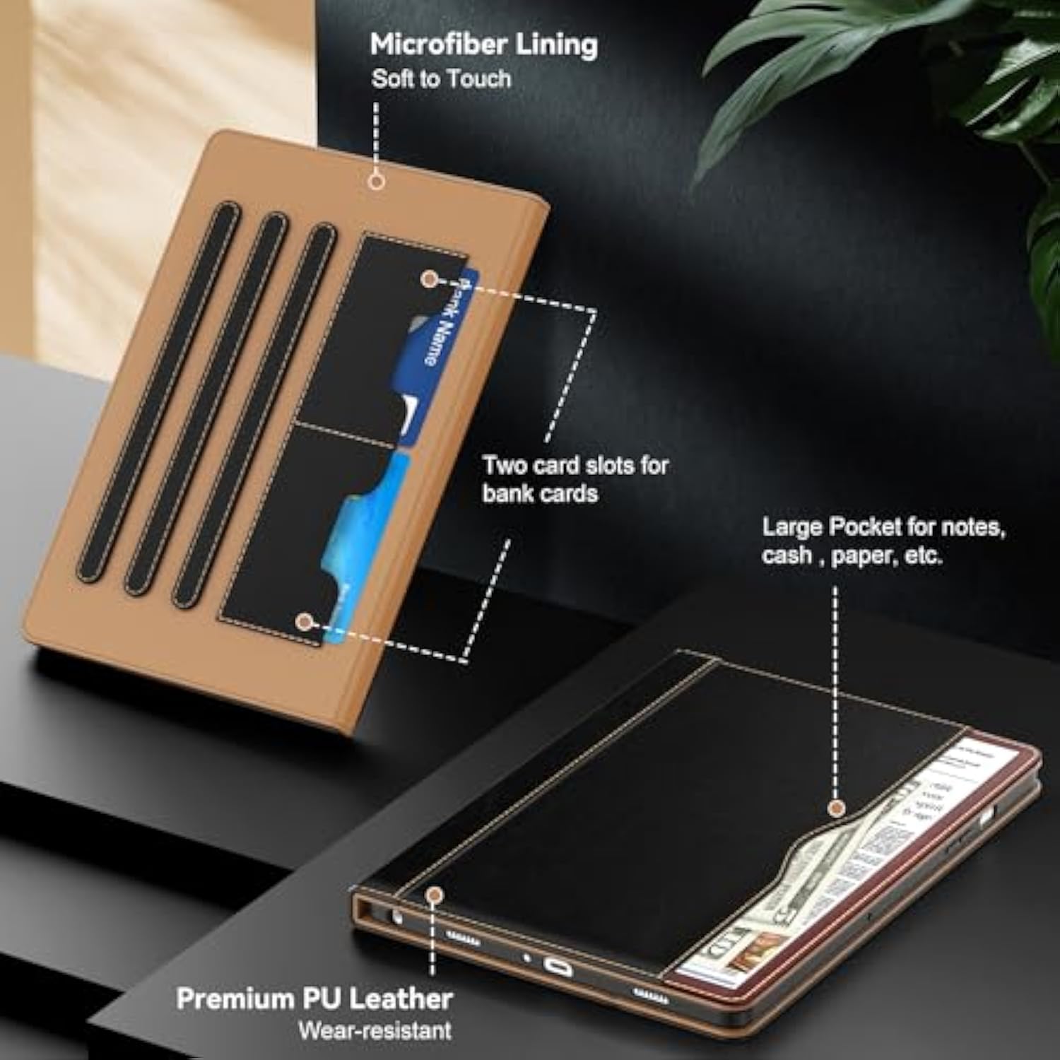 Case For Samsug Galaxy Tab A9+ Plus 11 Inch 2024(Smx210/X216/X218), Pu Leather Folio Cover With Multiangle Stand//Pen Holder, Auto Wake/Sleep Case For Galaxy A9+ 11" Tablet (Black+Brown)