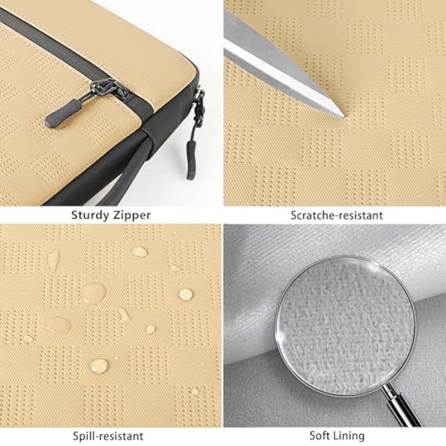 Macbook Pro 14 Case 2024-2021 M3/M2/M1 Sleeve Waterproof Shockproof Protective Cover With Handle, Fits A2779 A2442 14 Inch Laptop, Beige