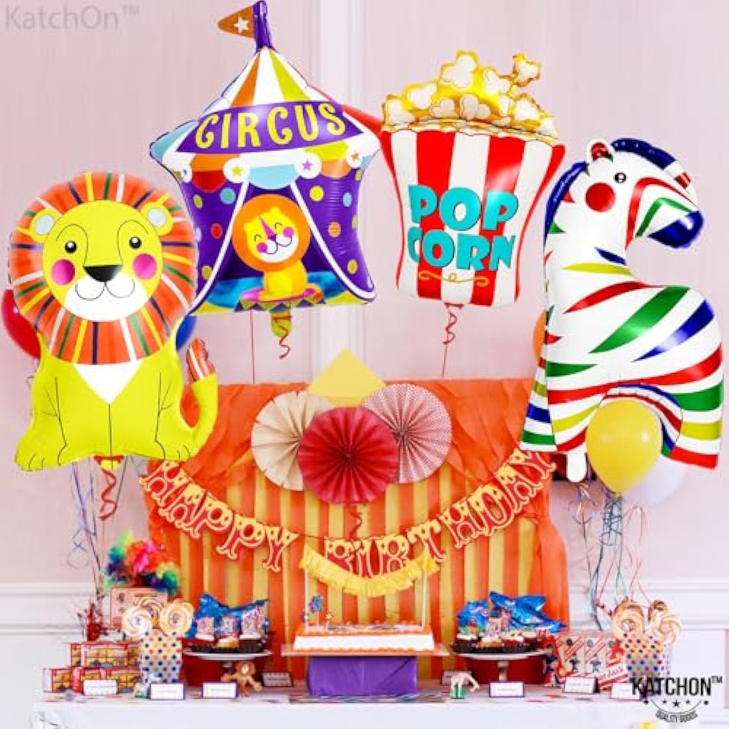 , Xtralarge, Carnival Balloons - 4Pcs | Carnival Theme Party Decorations | Circus Balloons For Carnival Decorations | Circus Birthday Party Decorations, Carnival Games