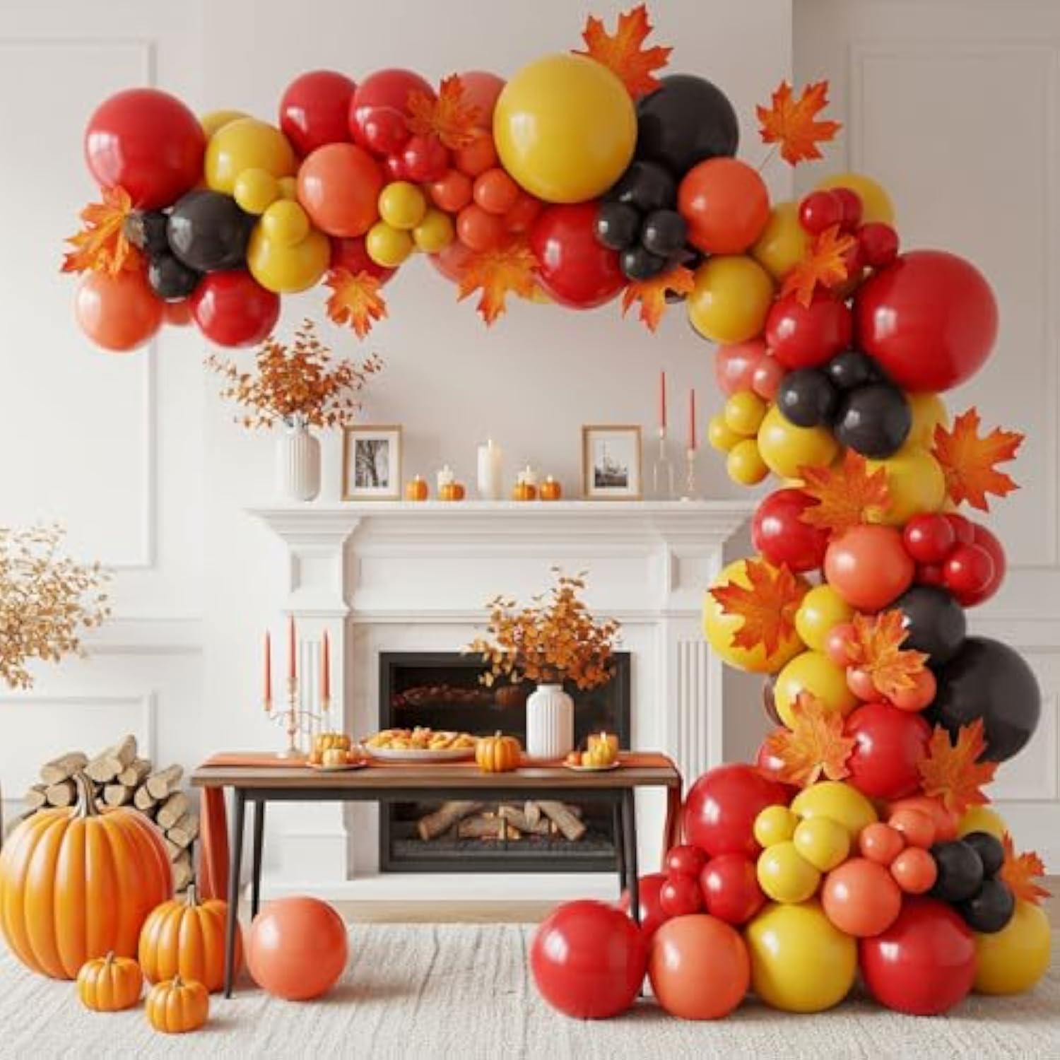 Fall Balloon Garland Kit: 140pcs Orange, Brown, Yellow Balloons