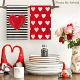 Red Heart Stripe I Love You Valentine'S Kitchen Towels Dish Towels, 18X26 Inch Farmhouse Wedding Decoration Hand Towels Set Of 4