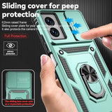 Motorola Moto G Power 5G 2024 Case with Slide Camera Cover HD Screen Protector Military Grade Drop Tested Magnetic Ring Holder Kickstand Protective Phone Case Dark Green