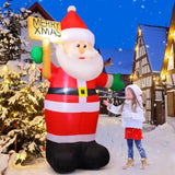 8 Ft Christmas Inflatables Santa Claus Outdoor Decorations Blow Up Yard Santa Claus Holding Merry Xmas Sign With Built-I