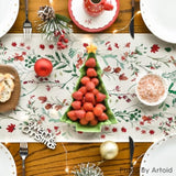 Floral Leaves Christmas Table Runner, Wild Flowers And Grasses Winter Kitchen Dining Table Decoration For Home Party Decor 13X72 Inch