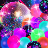 66Pcs UV Neon Balloons, Fluorescent 12" Latex Balloons with Stars for Glow Party