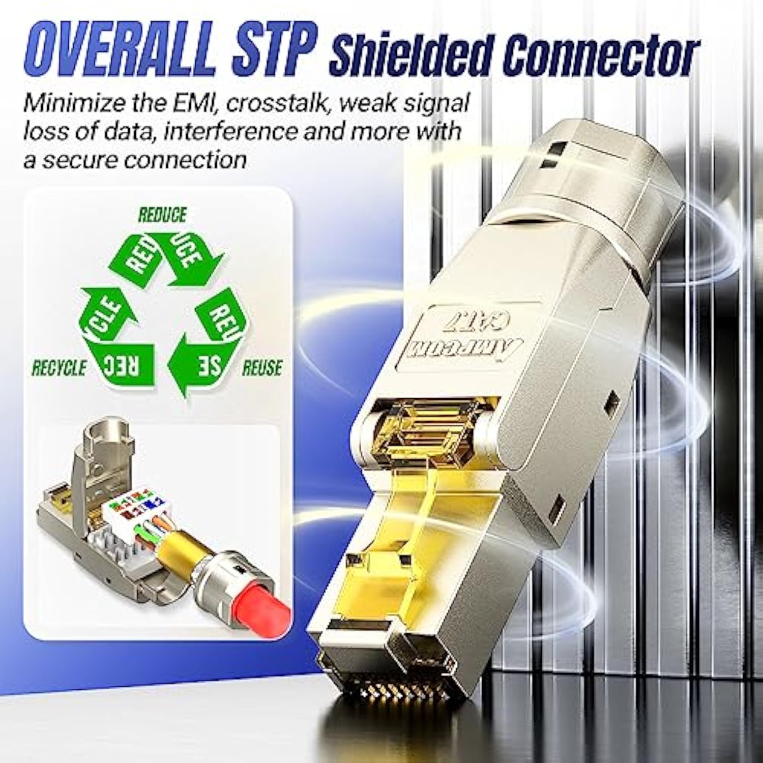Stp Cat7 Rj45 Connector Zinc-Alloy Tool-Free Ethernet Field Termination Modula