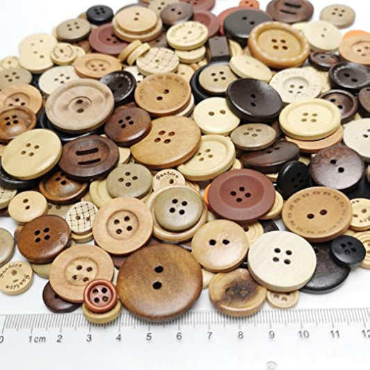 Mix 100Pcs New Wood Button 4 Holes Craft Clothe Sewing Decor … (Mix, M