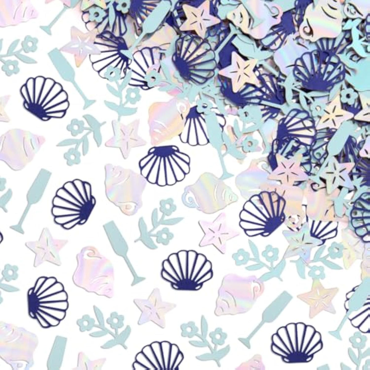 Coastal Party Foil Confetti - 200 Pc | Beach Engagement Party Decoration, Bachelorette Table Decor, Bridal Shower Supplies, Beach Birthday Tablescape