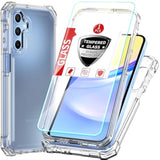 For Samsung Galaxy A16 5G 3-In-1 Case With Screen Protector,For Samsung Galaxy A16 5G Phone Case Full Body Protection,Hard Pc Bumper & Silicone Back Military Grade Cover. (Clear)