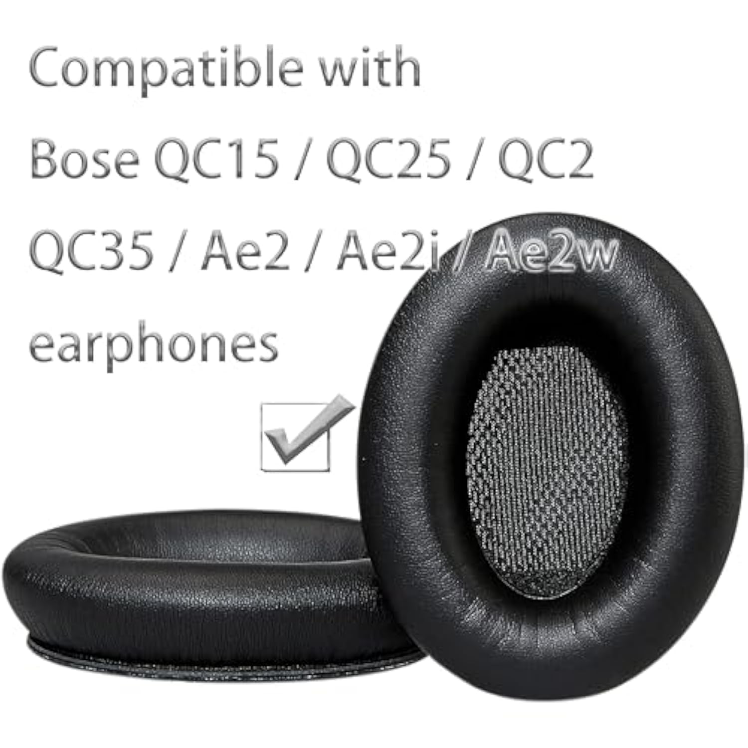 Replacement Ear Pads Compatible With Bose Quietcomfort 15/Qc25/Qc2/Qc35/Ae2/Ae2I/Ae2W/Soundlink Headphones, Earpads Cushions With Soft Protein Leather And Memory Foam (Black)