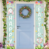 Happy Easter Porch Sign Banner - 2 Pack Welcome Signs For Spring Theme Easter Bunny Door & Party Supplies