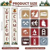 Camping Party Decorations Set Welcome Happy Camper Porch Banner Sign Summer Camp Sign Cutouts Birthday Party Favors Camping Theme Birthday Decorations Hanging Supplies For Campfire Decor