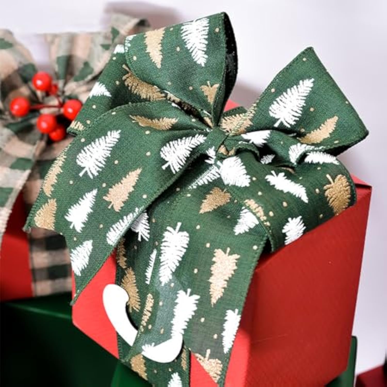 2 Rolls Christmas Grinch Wired Edge Ribbons 2.5 Inch Wide 20 Yards Buf