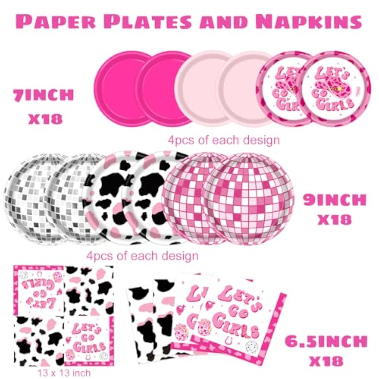 Cowgirl Birthday Party Decorations, Western Cowgirl Decorations Includes Dinner Plates, Dessert Plates, Napkins For Disco Bachelorette Party Decorations