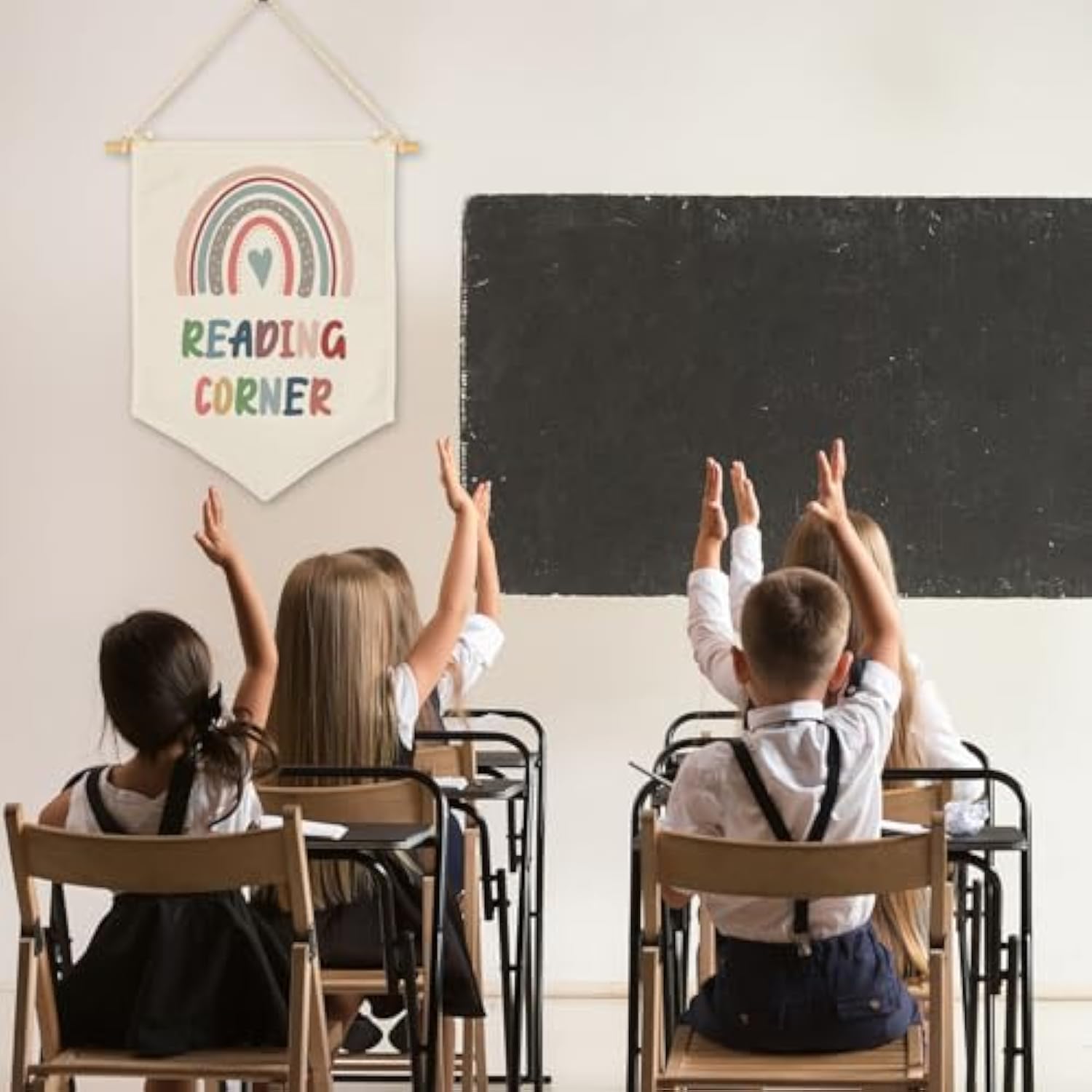Reading Corner Hanging Pennant Flag, Boho Classroom Decor, Wall Banner For Kids Room Reading Room Homeschool And Nursery, Birthday Christmas Gifts For Kids