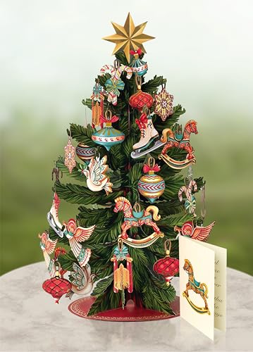 Pop Up Christmas Cards, Christmas Tree, 15 Inch Life Sized 3D Popup Greeting Card, Holiday Card, Thank You Gifts, Blank Notecard & Envelope