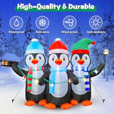 6 Ft Christmas Inflatable Penguin Decoration, Blow Up 3 Cute Penguins, Blowsup Decor, Built-In Bright Led Lights, Festiv