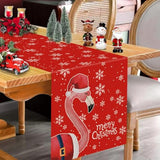 Merry Christmas Table Runner Flamingo Snowflake Red Table Decoration For Home Seasonal Winter Xmas Holiday Indoor Kitchen Dining Decor 13X72 Inch