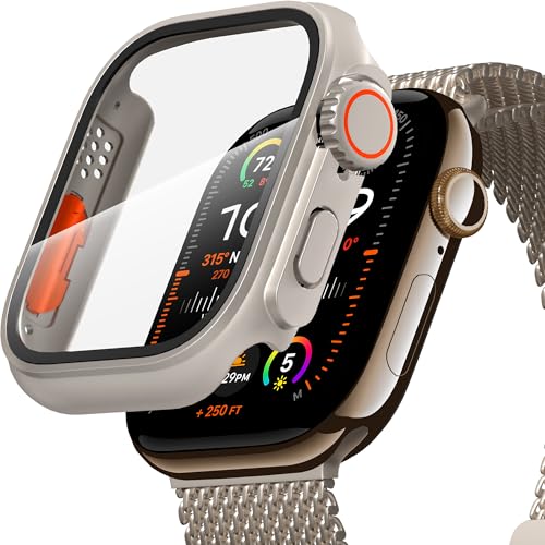 for Apple Watch 46mm Tempered Glass Screen Protector Case, [Looks Like Ultra] All-Round Durable Hard PC Protective Cover for iWatch Series 11/10