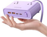 Flat Plug Power Strip 4 AC Outlets 25W USB C 5 Ft Extension Cord Desktop