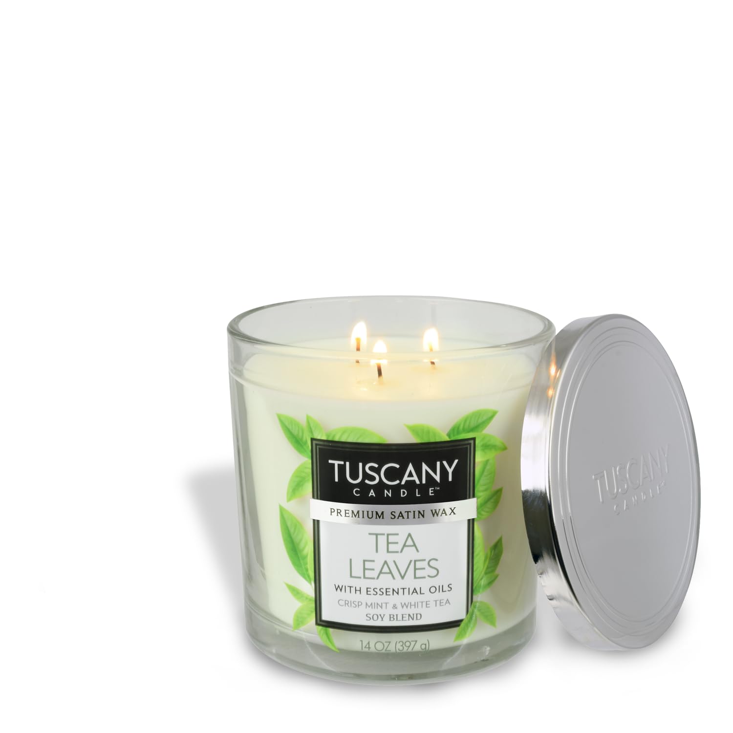 Tuscany Candle Tea Leaves: White Tea & Mint Scented Candle, 14 oz