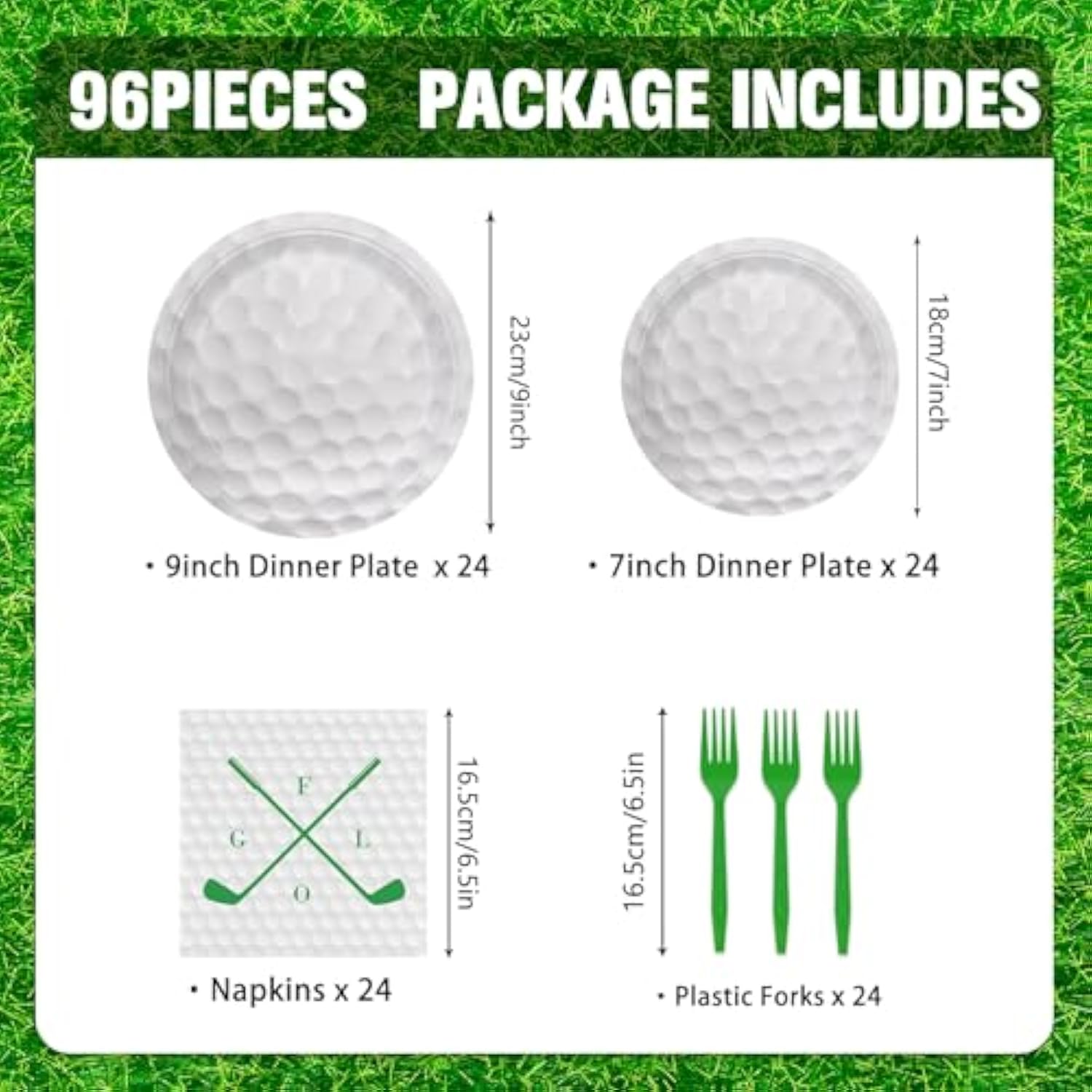 96Pcs Golf Party Plates Napkins Golf Birthday Party Supplies Paper Plates Plastic Forks Disposable Tableware Set For Kids Serve 24 Guests