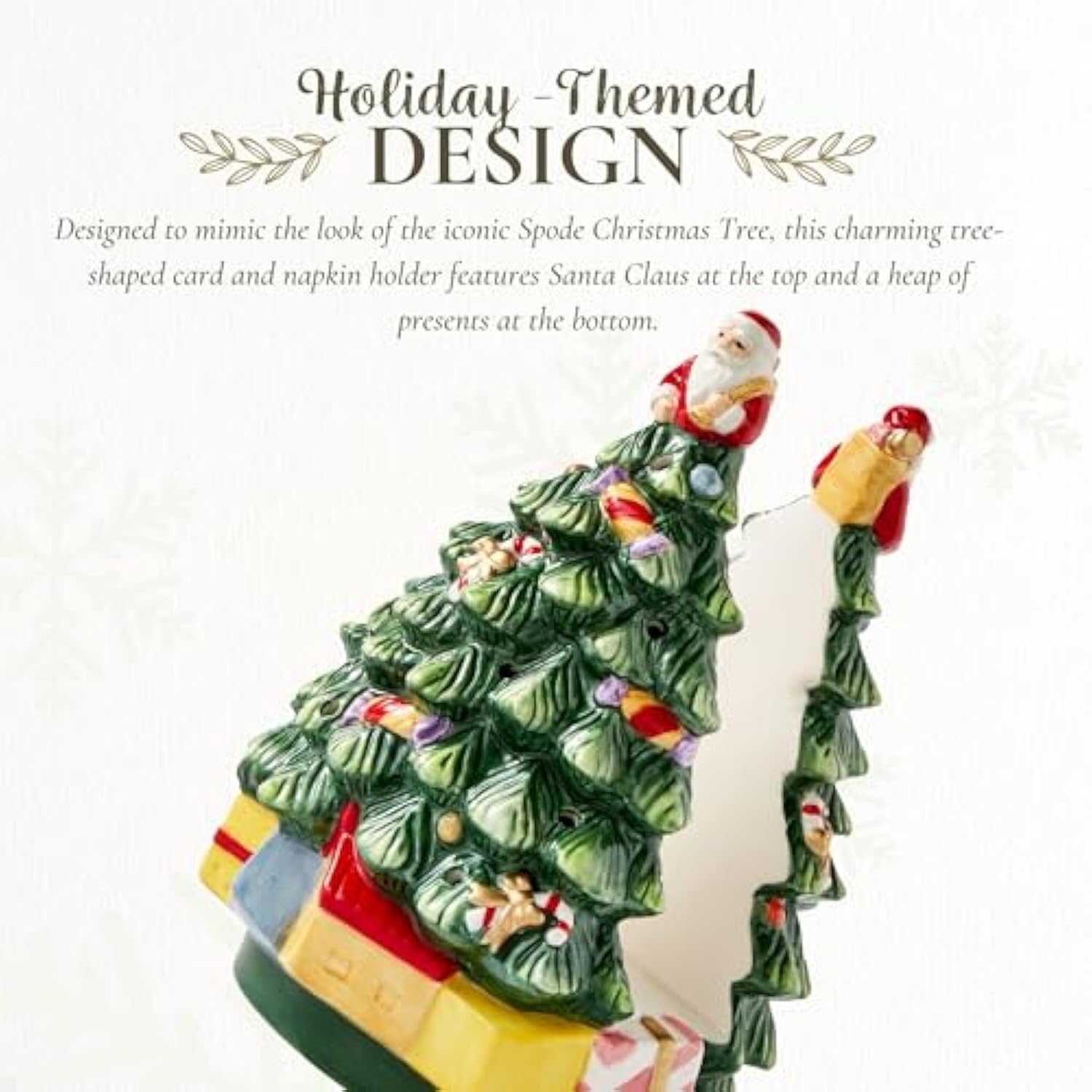 Christmas Tree Figural Napkin Holder, Holiday Organizer For Dining Table, Kitchen - Beautiful Ceramic Storage & Festive Table Accessory - Christmas Celebrations & Home Decoration