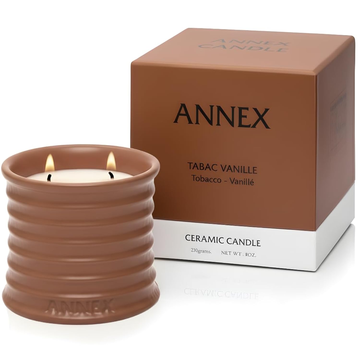 Tobacco, Vanilla & Amber Luxury Scented Candle - 8Oz Handmade Ceramic Jar Candle - 50Hr Clean Burn, 100% Non-Toxic Soy Wax, Aesthetic Home Decor Winter Gift For Men & Women - Oud & Sandalwood